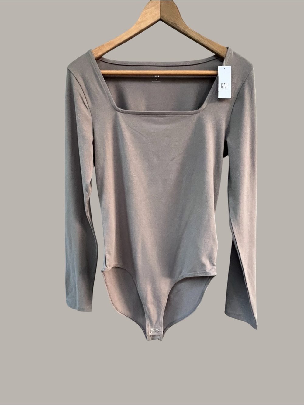 NWT GAP Long Sleeve Square Neck Bodysuit - Taupe Gray